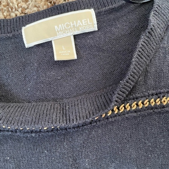 Michael Kors large black and gold chain striped sweater - Picture 3 of 9